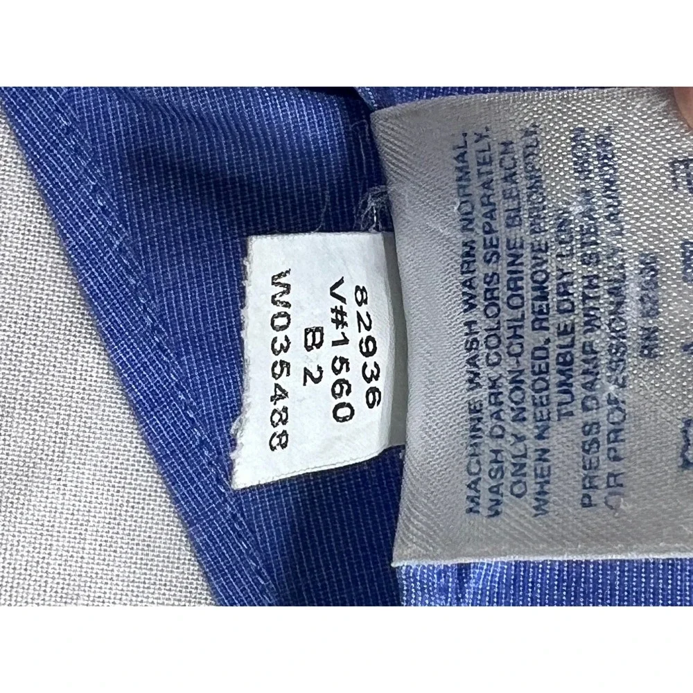Lands' End Mens Dress Shirt Blue Long Sleeve Button Down 15.5‎ 32